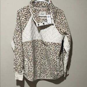 Abercrombie & Fitch Leopard Print Sweater with Cream Accents